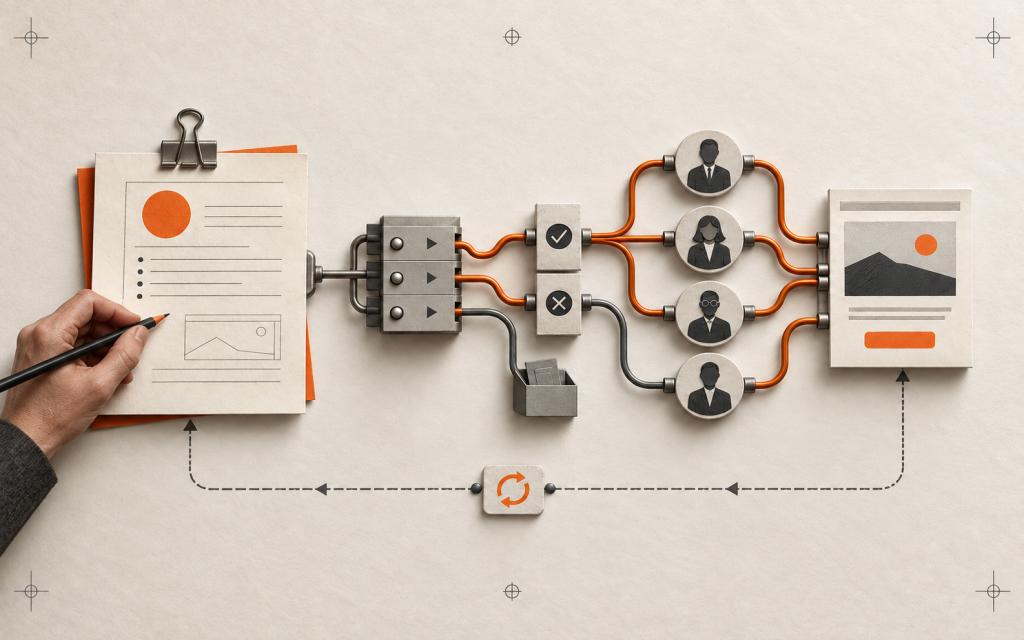 Human-authored marketing brief directing an automated advertising system toward a B2B buying group